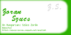 zoran szucs business card